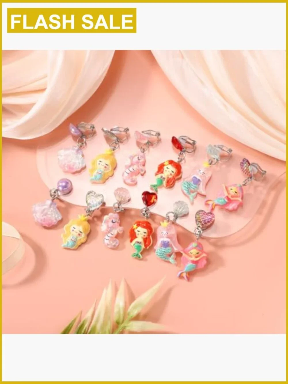 6 Pairs Clip On Drop Earrings Non-Pierced Princess Dress Up Jewelry Set